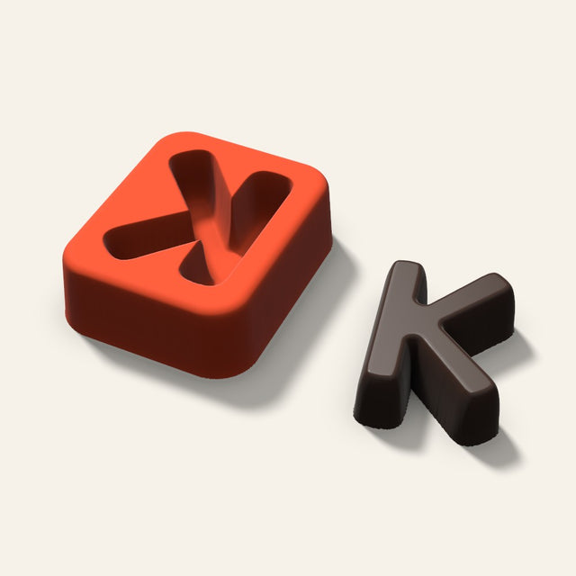 Letter K Mold, 1.5 Inch, 3D render