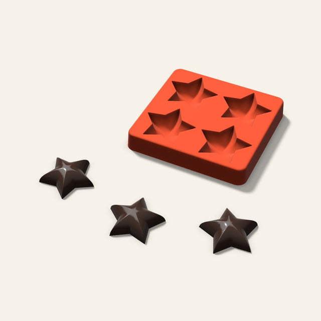Puffy Star Chocolate Mold, 2 Inch, 4 Cavity, 3D render