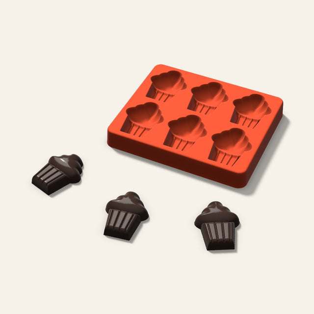 Cupcake Chocolate Mold, 2 Inch, 6 Cavity, 3D render