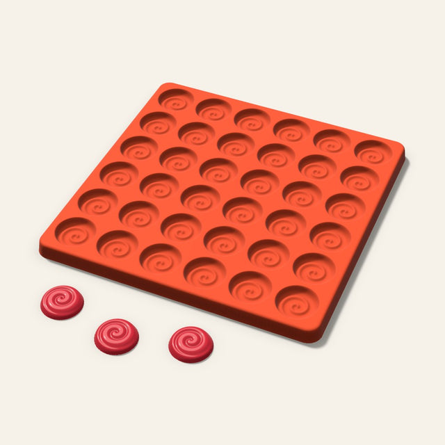 Swirl Candy Mold, 1 Inch, 36 Cavity, 3D render
