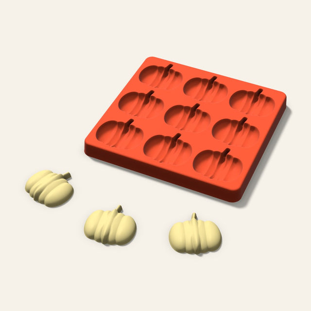 Pumpkin Butter Pat Mold, 1.75 Inch, 9 Cavity, 3D render