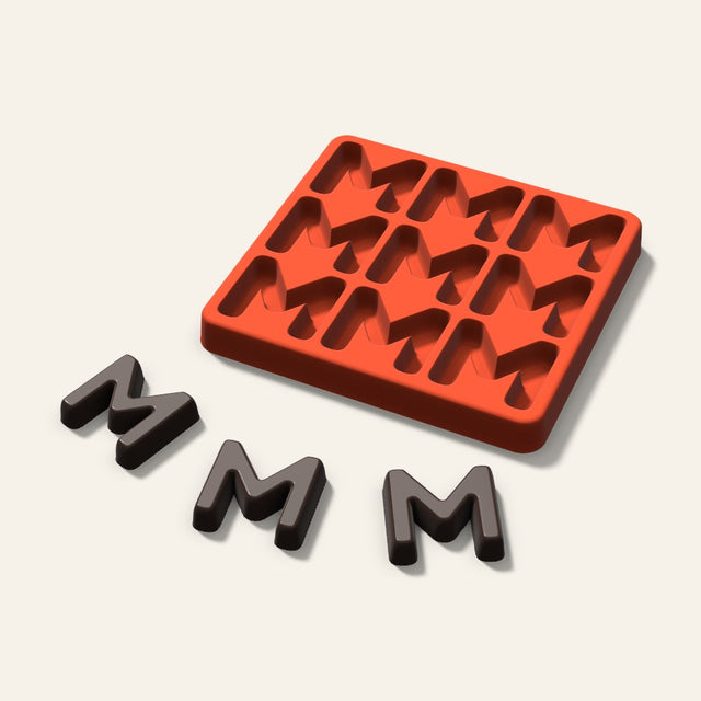 Letter M Candy Mold, 1.5 Inch, 9 Cavity, 3D render