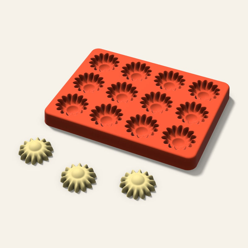 Sunflower Butter Pat Mold, 1.25 Inch, 12 Cavity