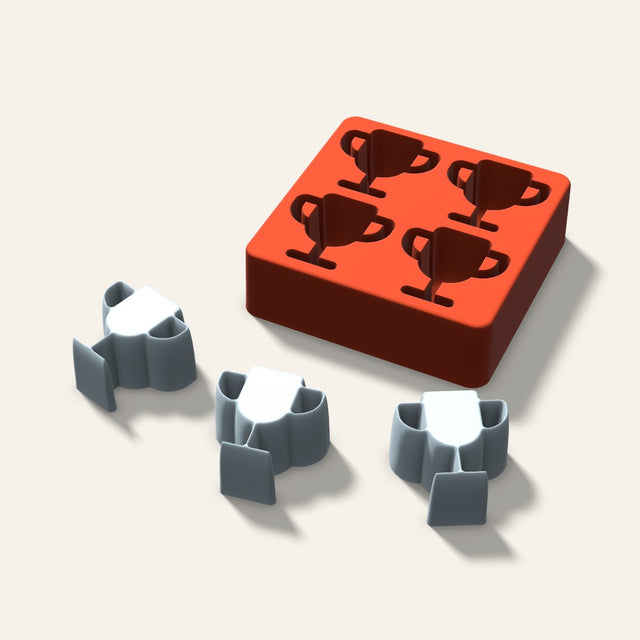 Trophy Ice Mold, 2 Inch, 4 Cavity, 3D render
