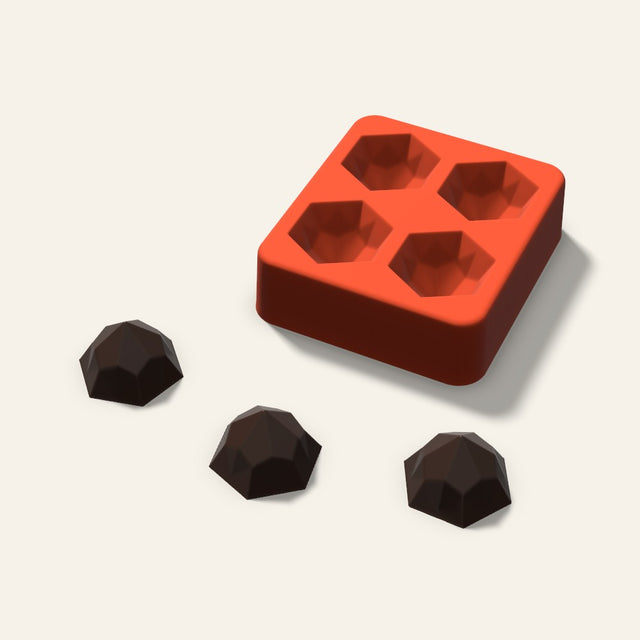 Hexagon Gem Chocolate Mold, 1.25 Inch, 4 Cavity, 3D render