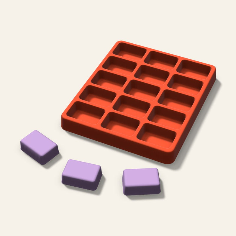 Rounded Rectangle Wax Melt Mold, 1.5 Inch, 15 Cavity