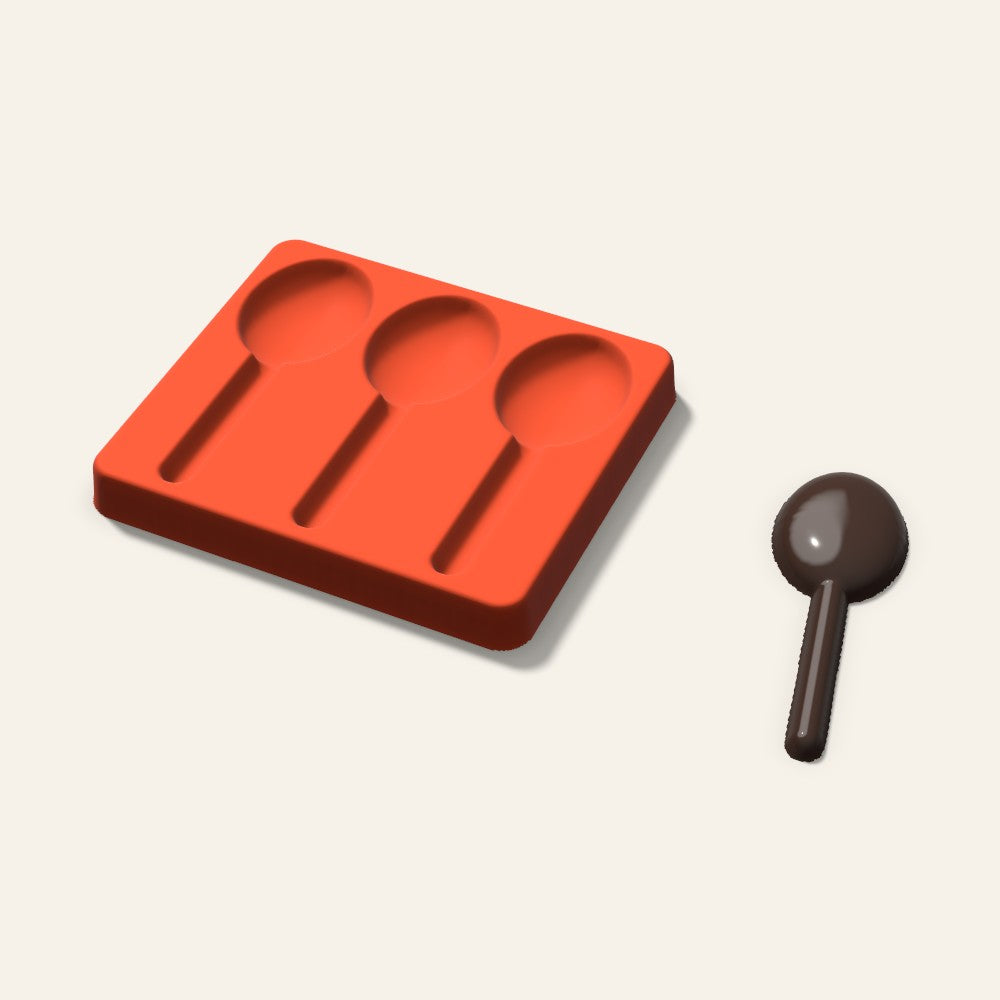 Chocolate Spoon Mold, 4 Inch, 3 Cavity, 3D render
