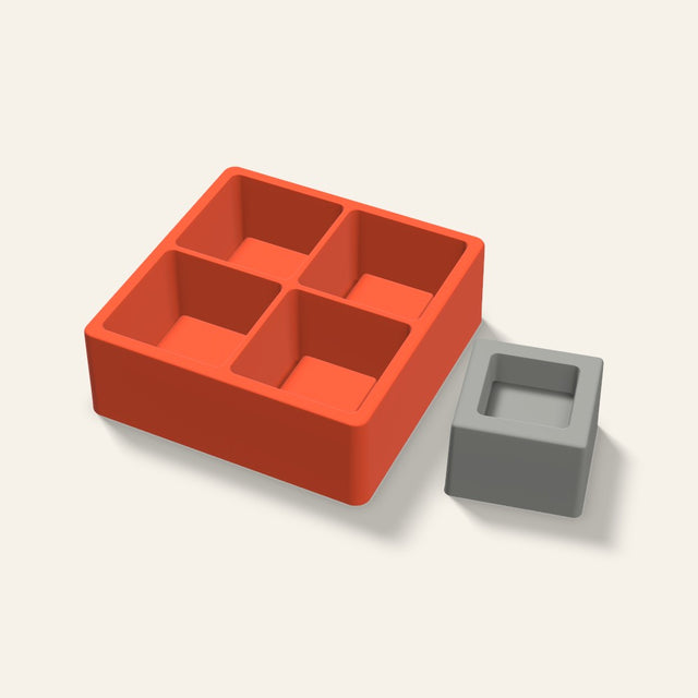 Cube Tealight Holder Mold, 3 Inch, 4 Cavity, 3D render