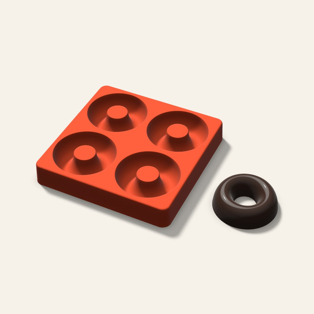 Donut Cake Mold, 2.5 Inch, 4 Cavity, 3D render