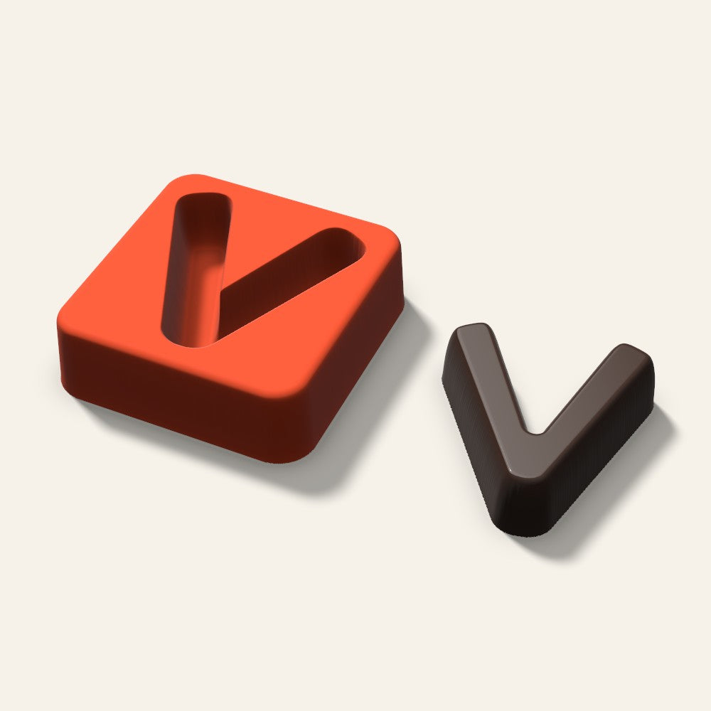 Letter V Mold, 2 Inch, 3D render
