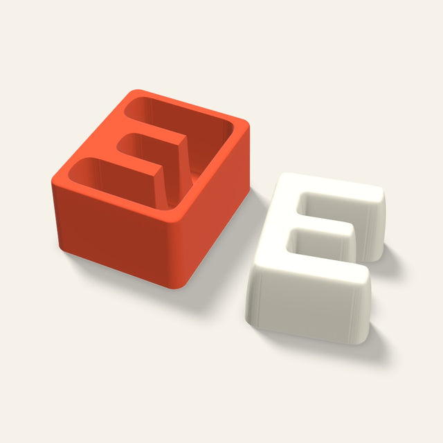Letter E Candle Mold, 4 x 2 Inch, 3D render