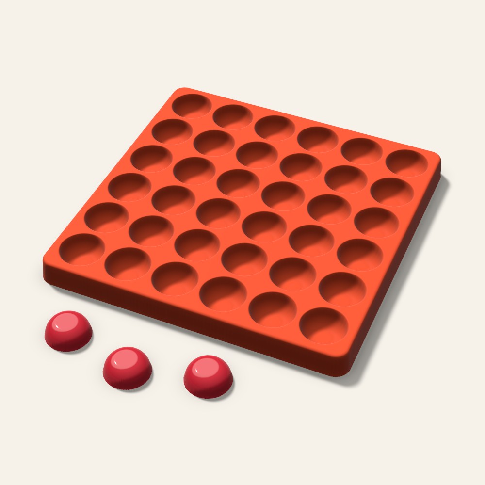 Macaron Candy Mold, 1 Inch, 36 Cavity, 3D render