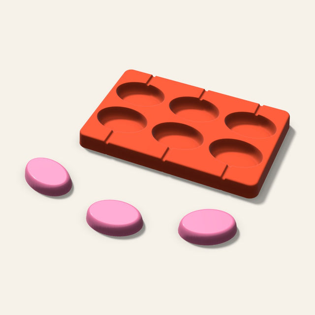 Oval Lollipop Mold, 2 Inch, 6 Cavity, 3D render