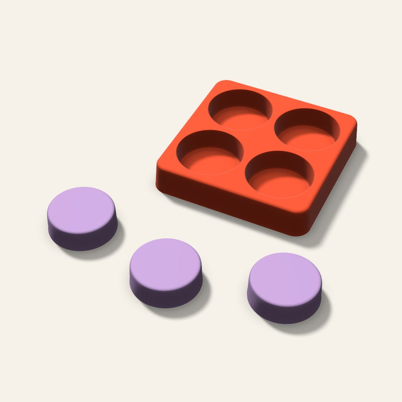 Round Puck Wax Melt Mold, 1.5 Inch, 4 Cavity