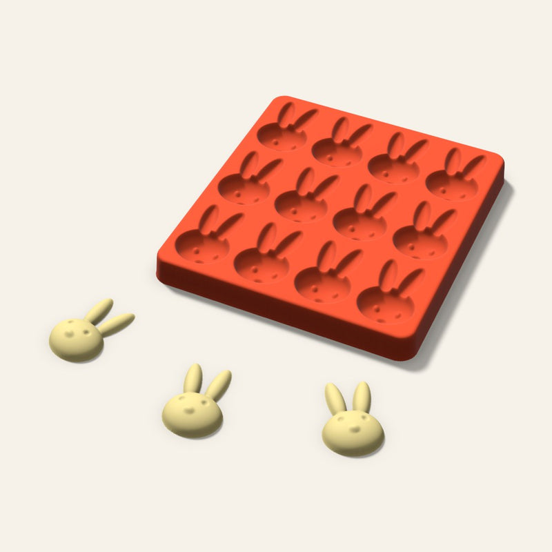 Bunny Butter Pat Mold, 1.75 Inch, 12 Cavity