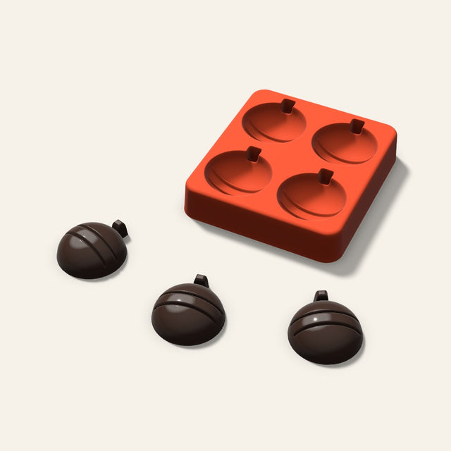 Ornament Chocolate Mold, 1.5 Inch, 4 Cavity, 3D render