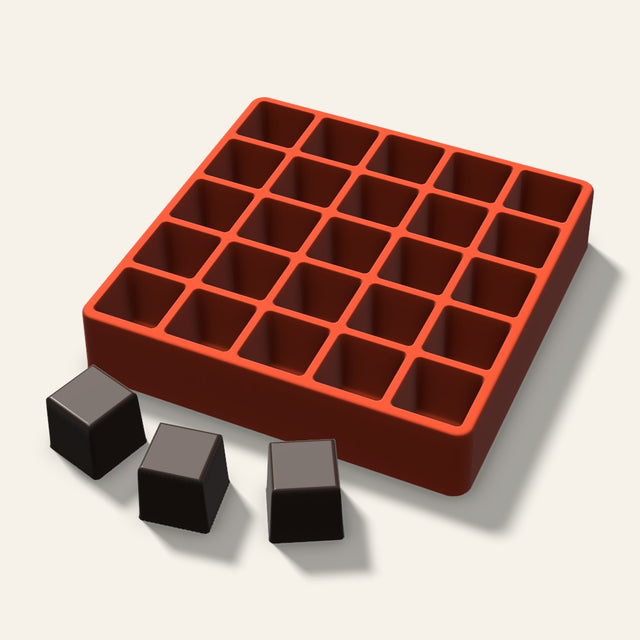Cube Chocolate Mold, 1.25 Inch, 25 Cavity, 3D render
