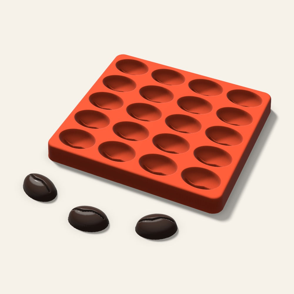 Coffee Bean Candy Mold, 1.25 Inch, 20 Cavity, 3D render