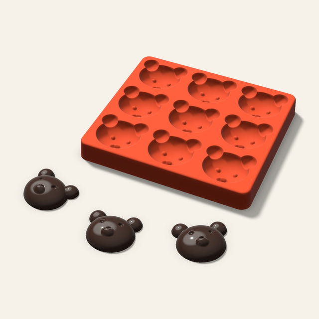 Bear Chocolate Mold, 1.75 Inch, 9 Cavity, 3D render