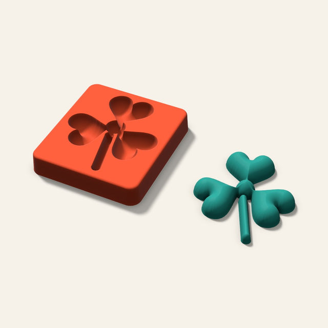 Shamrock Freshie Mold, 3.5 Inch, 3D render