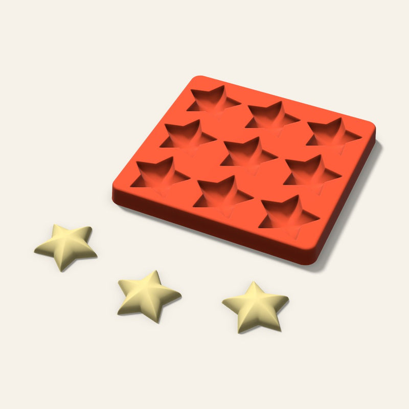 Puffy Star Butter Pat Mold, 1.75 Inch, 9 Cavity