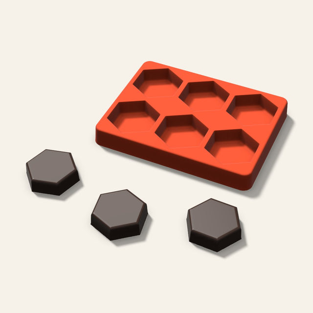 Hexagon Chocolate Mold, 2 Inch, 6 Cavity, 3D render
