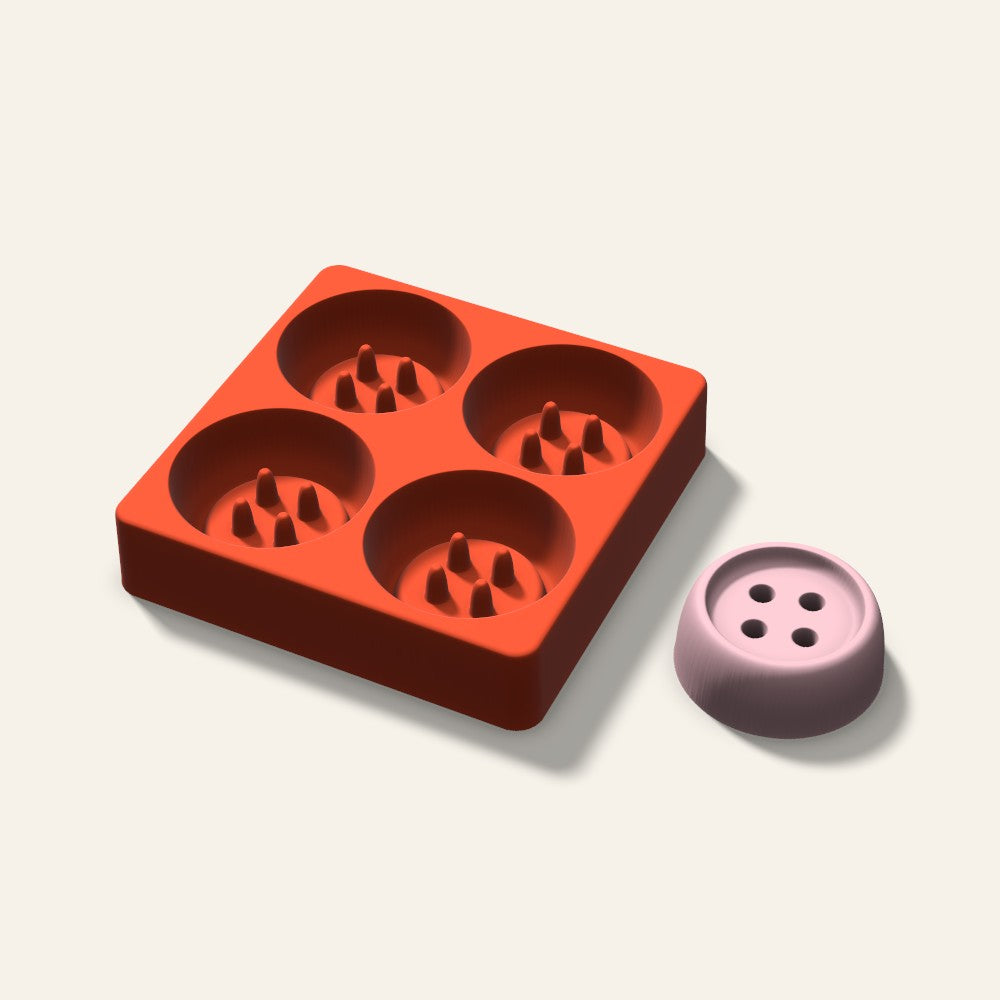 Button Soap Mold, 2.5 Inch, 4 Cavity, 3D render