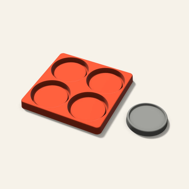 Round Concrete Coaster Mold, 3 Inch, 4 Cavity, 3D render