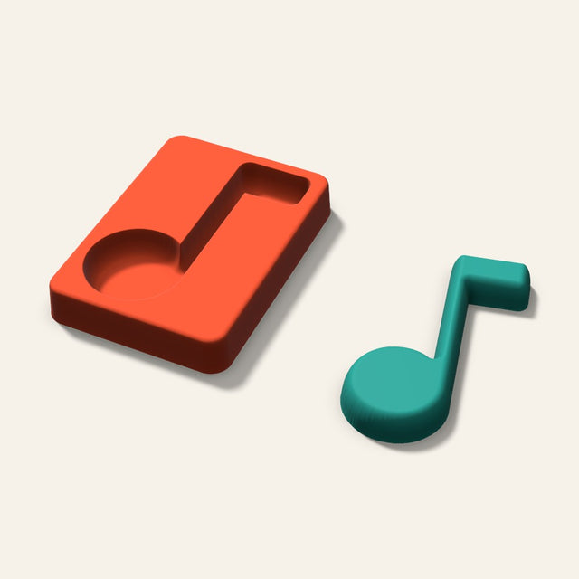 Music Note Freshie Mold, 4 Inch, 3D render