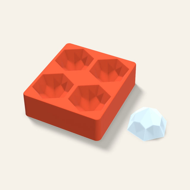 Hexagon Gem Ice Mold, 3 Inch, 4 Cavity, 3D render