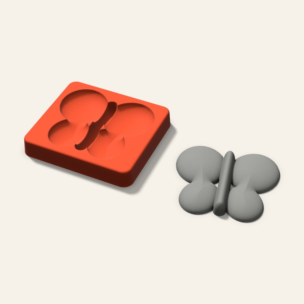 Butterfly Plaster Ornament Mold, 3.5 Inch, 3D render