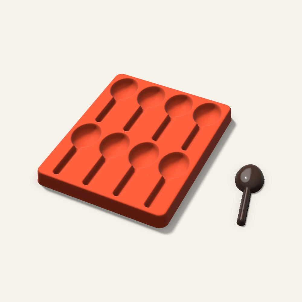 Chocolate Spoon Mold, 3 Inch, 8 Cavity, 3D render