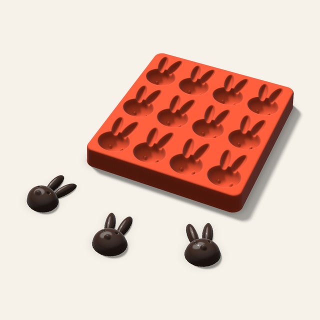 Bunny Chocolate Mold, 1.75 Inch, 12 Cavity, 3D render