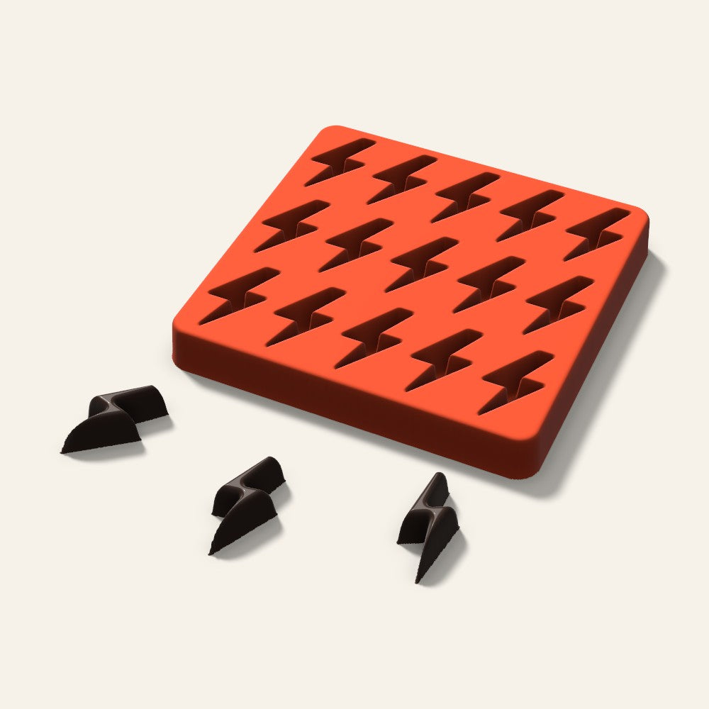 Lightning Bolt Chocolate Mold, 1.5 Inch, 15 Cavity, 3D render