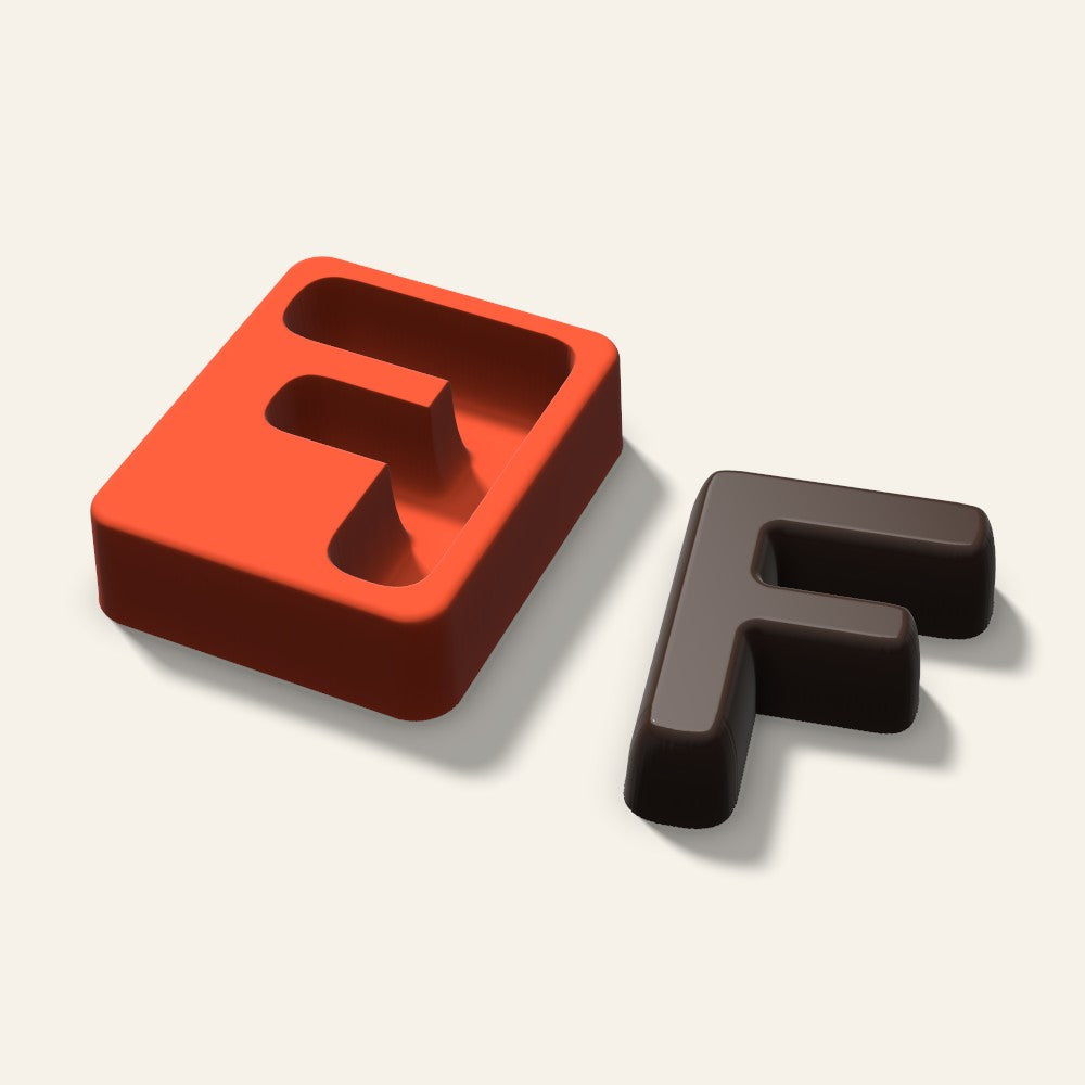Letter F Mold, 3 Inch, 3D render