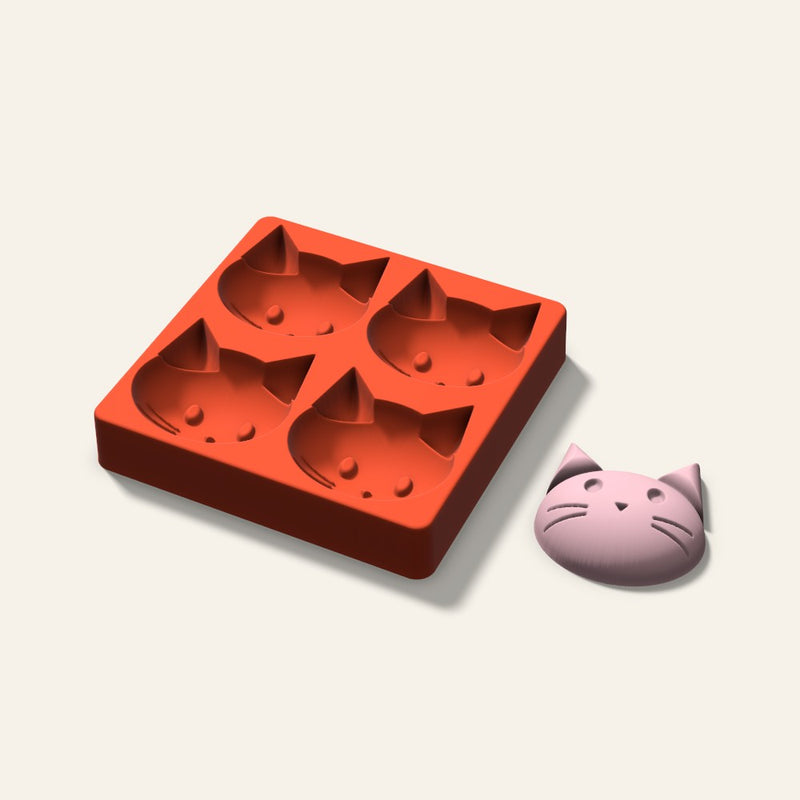 Cat Soap Mold, 3 Inch, 4 Cavity