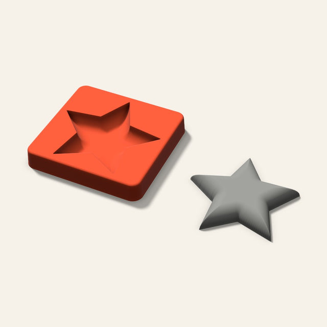 Star Plaster Ornament Mold, 3.5 Inch, 3D render
