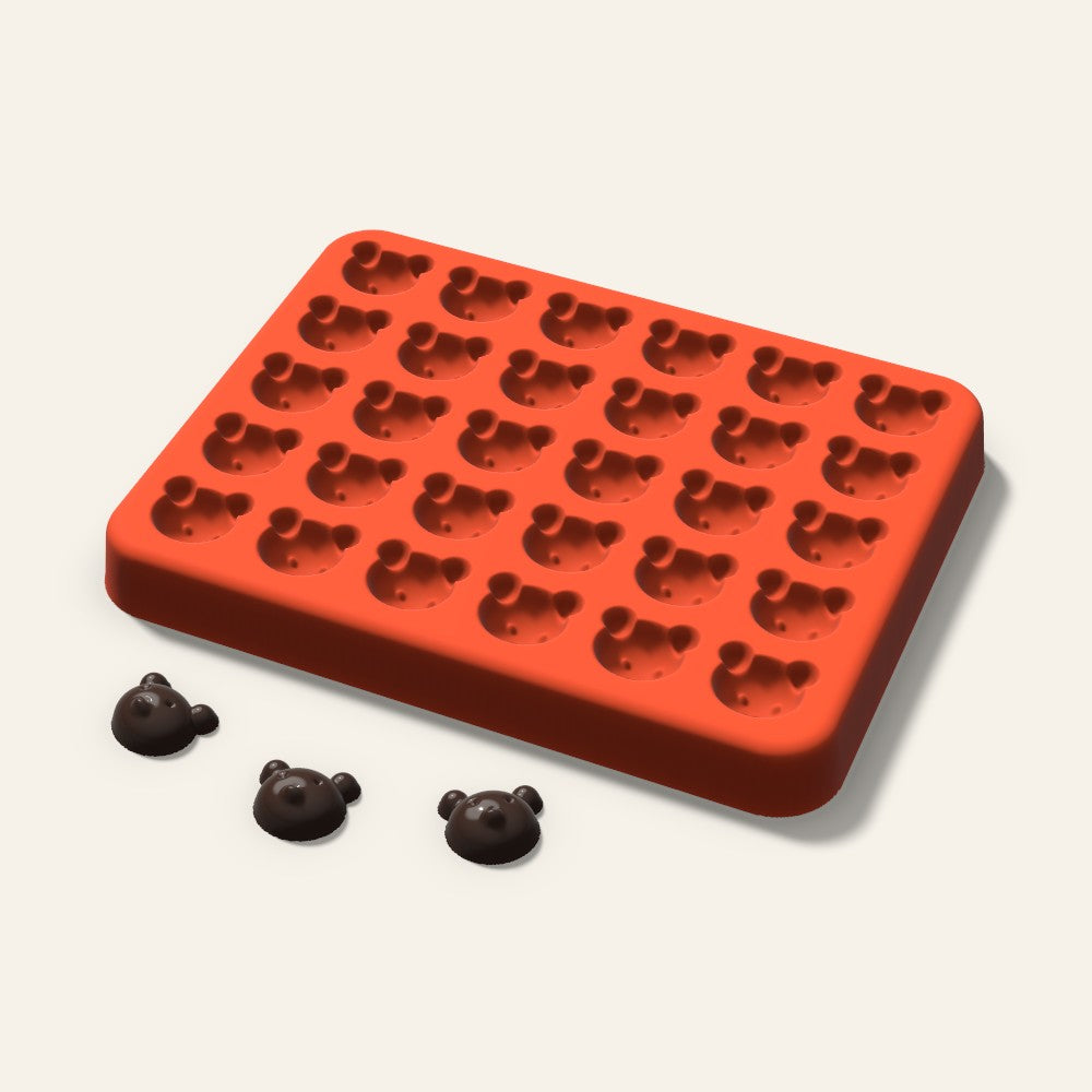 Bear Gummy Mold, 0.5 Inch, 30 Cavity, 3D render