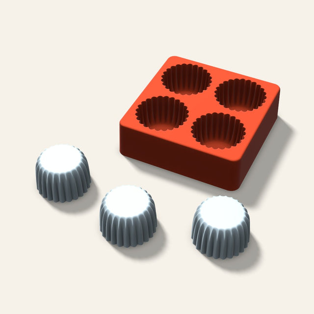 Fluted Cup Ice Mold, 2 Inch, 4 Cavity, 3D render