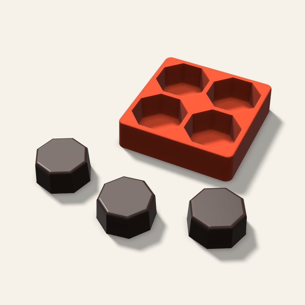 Octagon Mini Cake Mold, 2.5 Inch, 4 Cavity, 3D render