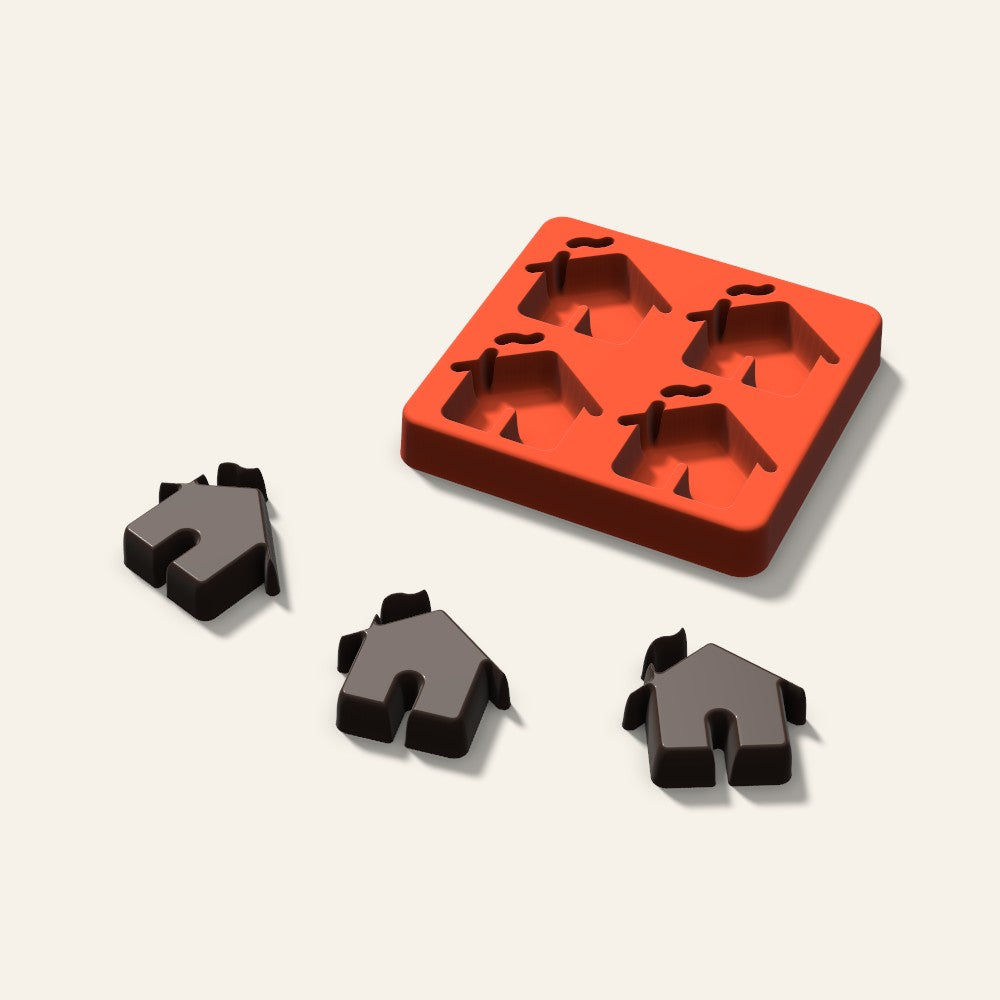 Little House Chocolate Mold, 2 Inch, 4 Cavity, 3D render