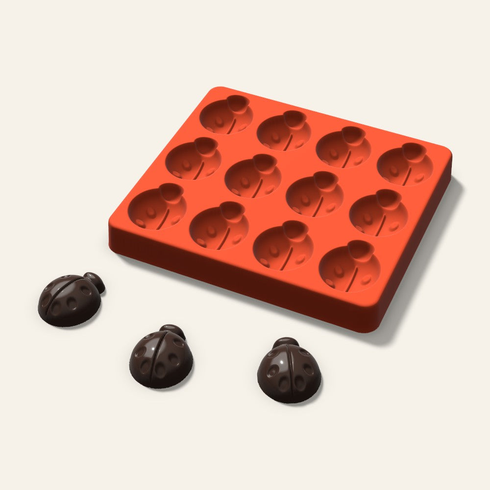 Ladybug Chocolate Mold, 1.5 Inch, 12 Cavity, 3D render