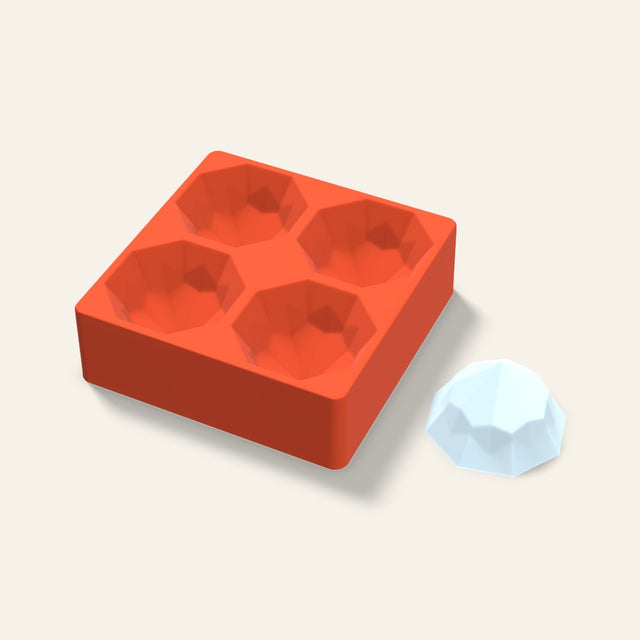 Octagon Gem Ice Mold, 3.5 Inch, 4 Cavity, 3D render