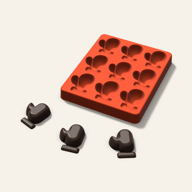 Mitten Chocolate Mold, 1.75 Inch, 9 Cavity, 3D render