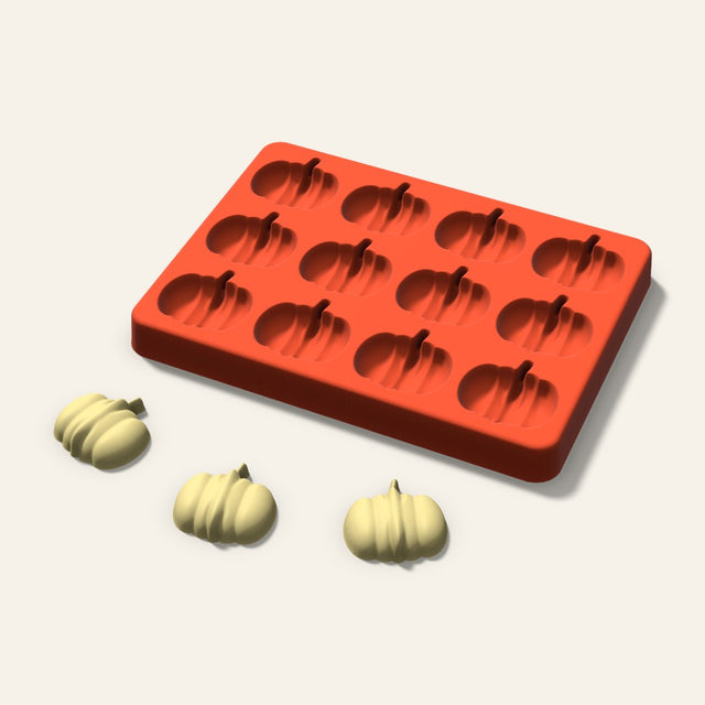 Pumpkin Butter Pat Mold, 1.25 Inch, 12 Cavity, 3D render