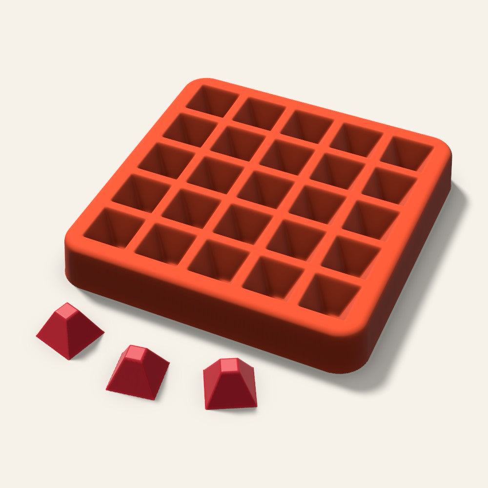Flat Top Pyramid Candy Mold, 0.75 Inch, 25 Cavity, 3D render