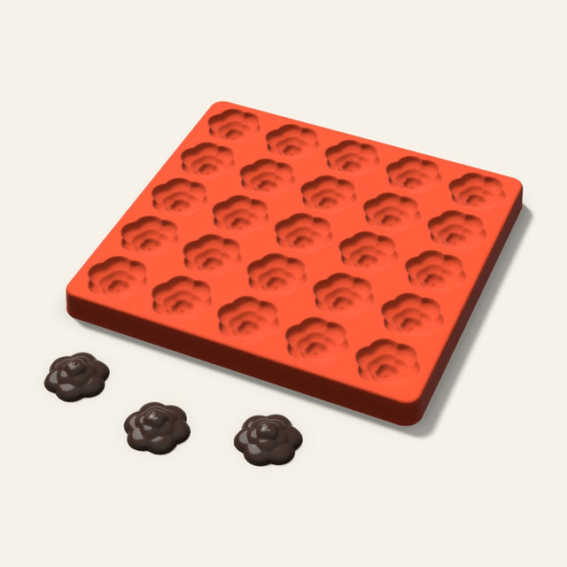 Rosette Chocolate Mold, 1.25 Inch, 25 Cavity, 3D render