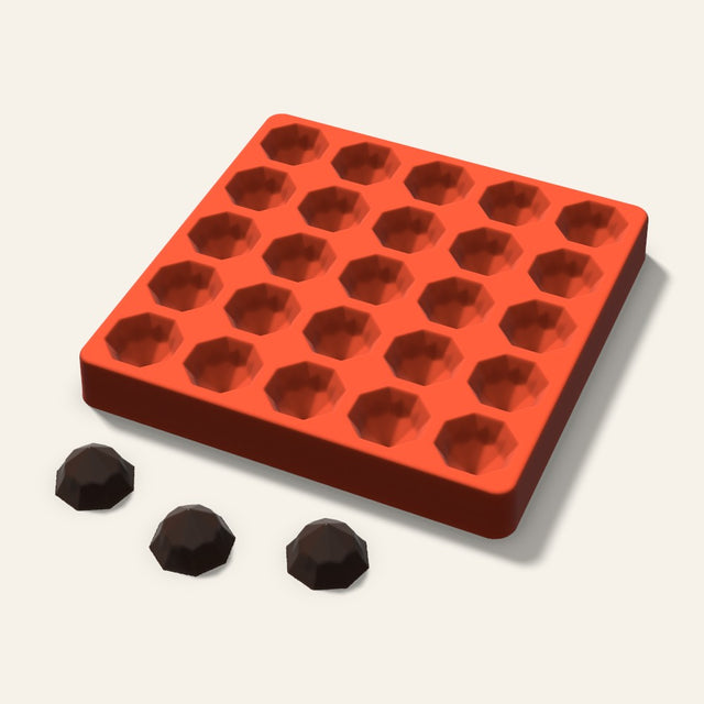 Octagon Gem Chocolate Mold, 1.25 Inch, 25 Cavity, 3D render