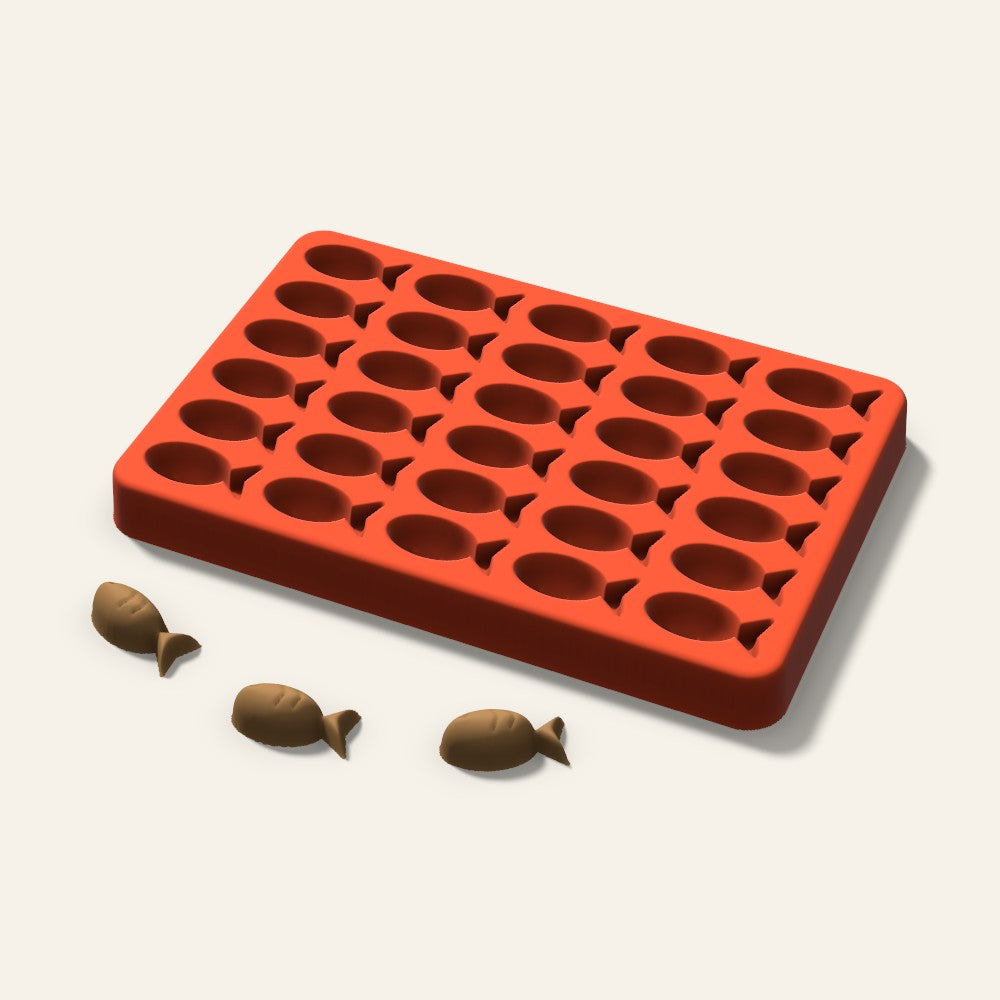 Fish Pet Treat Mold, 1 Inch, 30 Cavity, 3D render