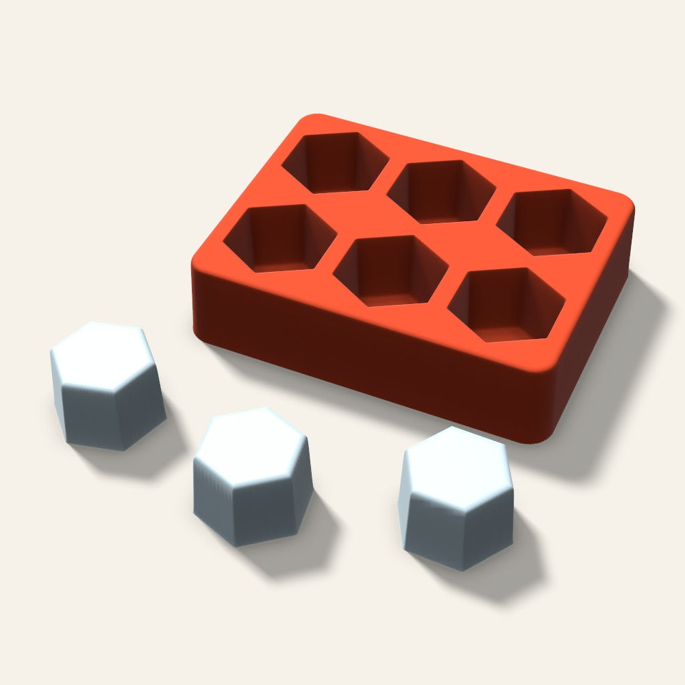 Hexagon Ice Mold, 1.5 Inch, 6 Cavity, 3D render